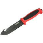 Defender-Xtreme 9.5" Red Rubber Handle Hunting Knife Stainless Steel Gut Hook 13177