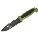 Defender-Xtreme 9.5" Green Rubber Handle Hunting Knife Stainless Steel Serrated 13184