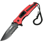 Defender Red & Black 8" Spring Assisted Folding Knife 3CR13 Stainless Steel 13221