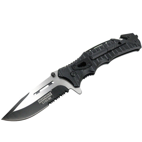 Defender-Xtreme 8" Spring Assisted Folding Knife 3CR13 Stainless Steel Black 13224