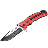Defender Tactical 8" Spring Assisted Folding Knife Stainless Steel Red 13226
