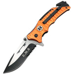 Defender Tactical 8" Spring Assisted Folding Knife 3CR13 Stainless Steel Orange 13228