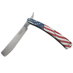 Defender-Xtreme 10" Straight Razor USA Flag Folding Knife 3CR13 Stainless 13238