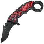 TheBoneEdge 8" Red Dragon Spring Assisted Folding Knife 3CR13 Stainless Steel 13244