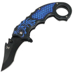TheBoneEdge 8" Blue Dragon Spring Assisted Folding Knife 3CR13 Stainless Steel 13245