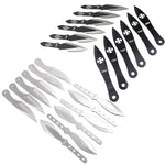 Defender 5.5" Throwing Knife 24 Pc Set Stainless Steel 4 Styles Black & Silver 13273