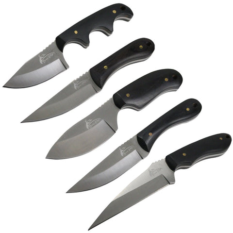 TheBoneEdge Mini Knife Set of 6 Pc Full Tang Wood Handle 3CR13 Steel  With Case 13274