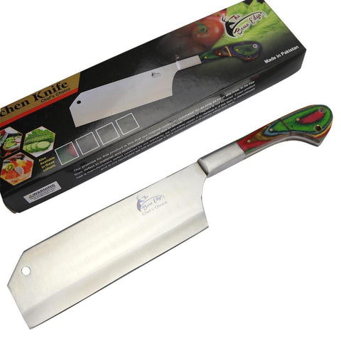 TheBoneEdge 12" Chef Kitchen Cleaver Multi Color PackaWood Handle Knife Stainless Steel 13307