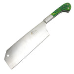 TheBoneEdge 12" Cleaver Stainless Steel Full Tang Butcher Knife Green Packawood Handle 13310