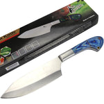 TheBoneEdge 11" Chef Kitchen Knife Blue Packawood Color Wood Handle Stainless Steel Blade 13313