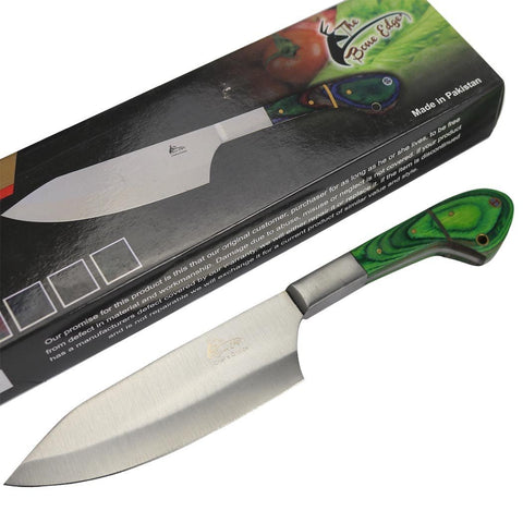 TheBoneEdge 11" Chef Kitchen Knife Green Packawood Handle Stainless Steel Blade 13315
