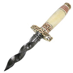 TheBoneEdge Twist Kris Triangle Blade 11" Dagger Damascus Steel Bone Handle