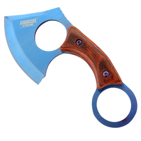 Defender-Xtreme 6.5" Blue Hunting Mini Axe 3CR13 Stainless Steel Wood Handle 13340