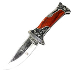 TheBoneEdge 9" Classic Western Folding Knife Stainless Steel Blade Wood Handle  13367