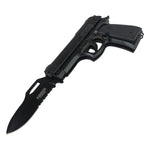 Defender-Xtreme 8.5" Black Handle Spring Assisted Gun Folding Knife 3CR13 Steel 13404