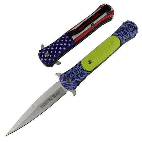 8.5" Spring Assisted Folding Knife Rescue Stainless Steel Unique Art Handle Yellow 13436