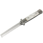 Defender Flick Knife Switch Blade Brush Novelty Folding Knives White Pearl Handle 13483