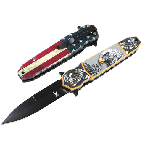 TheBoneEdge 8" Eagle Spring Assisted Folding Knife Tactical Rescue Sharp Knives