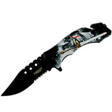Defender-Xtreme 8"Knight & Sword Spring Assisted Folding Knife Glass Breaker