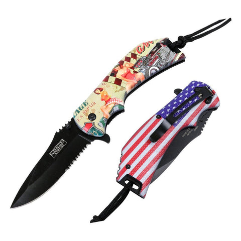 Defender-Xtreme American Vintage 8.5" Spring Assisted Folding Knife 3CR13 Steel 13550