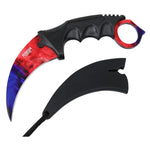 Defender-Xtreme Karambit Red/Blue Color Blade Hunting Knife 3CR13 Stainless Steel 13559