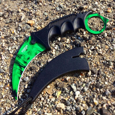 Defender-Xtreme Karambit Green Blade Hunting Knife 3CR13 Stainless Steel New 13560