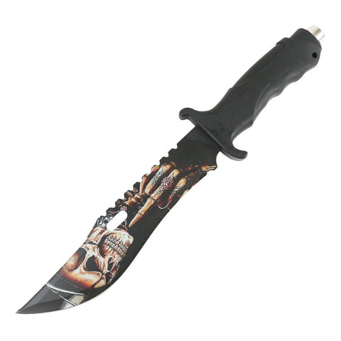 Defender 13" Hunting Knife Rubber Handle Skull Finge Blade Outdoor Camping Sharp 13570