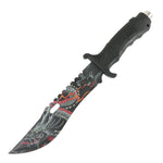 Defender 13" Tactical Hunting Knife Rubber Handle Dragon Art Blade Outdoor Camping 13571