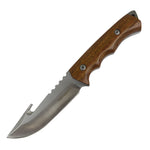 Hunt-Down 9.5" Full Tang Hunting Knife Hook Blade Wood Handle Stainless Steel 13573