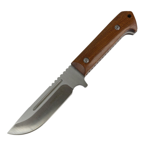 9.5" Hunt-Down Full Tang Hunting Knife Fixed Blade Wood Handle Stainless Steel 13574