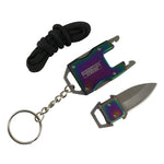 Defender-Xtreme Chain Keyring Mini Pocket EDC Knife Stainless Steel Rainbow New 13583