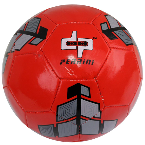 1 Perrini Soccer Ball Size Red & Grey Trim Outdoor Sports Match Practice Official Size 5 13596