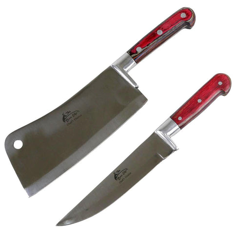 TheBoneEdge 2 PC Chef's Choice Cooking Kitchen Cleaver Knife Set Stainless Steel 13597