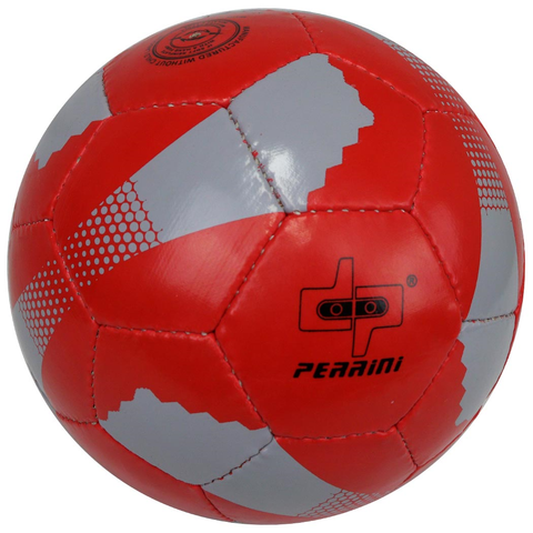 Perrini New Soccer Ball Red/Grey Trim All Weather Indoor Outdoor Official Size 5 13622