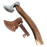 TheBoneEdge 12.5" Hunting Axe Wood Handle Stainless Steel Dark Wood With Sheath 13683