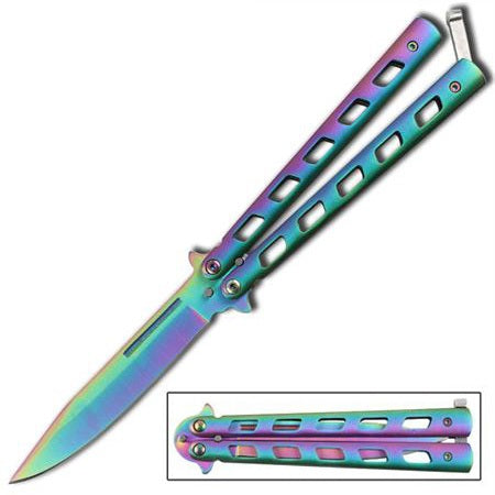 5" Closed Length Rainbow Warrior Balisong Butterfly Knife