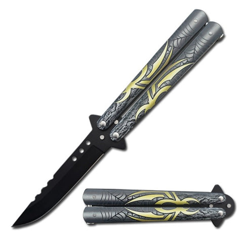 5" Closed Length Gold Spider Balisong Butterfly Knife