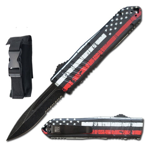 9" American Flag OTF Dual Action Automatic Knife