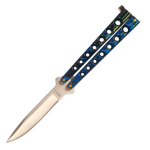 5.25" Closed Length Helix Butterfly Balisong Knife - Blue