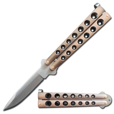 5.25" Closed Length Helix Butterfly Balisong Knife - Copper