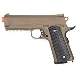 G25D Metal 1911 Airsoft Warrior Spring Pistol With Rail in DARK EARTH