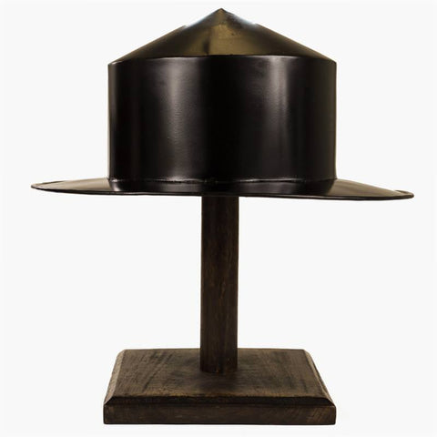 Medieval Black Kettle Hat Helmet Warrior Costume With Display Stand