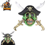 Zombie Skull Pirate Crossed Swords Hat Mask For Cosplay Halloween Masquerade