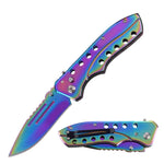 5.35" Closed Titanium Switchblade Automatic Clip Point Blade Knife