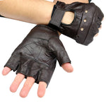 Brown Leather Finger Less Gloves 280 S-XXL