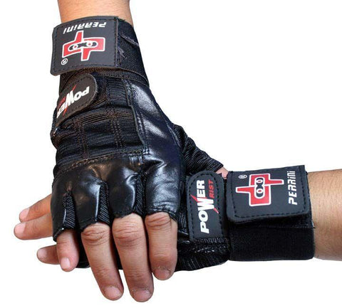 Black Leather Weight Lifting Fingerless Workout Gloves 281 S-XXL