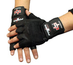 Fingerless Black Weight Lifting Leather Workout Gloves 282 S-XXL