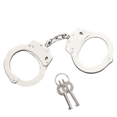 Professional Police Handcuffs Nickel Plated Double Lock with 2 Keys