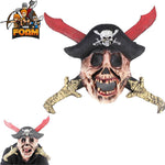 Pirate Skull Hat Blood Stained Swords Mask For Cosplay Halloween Masquerade