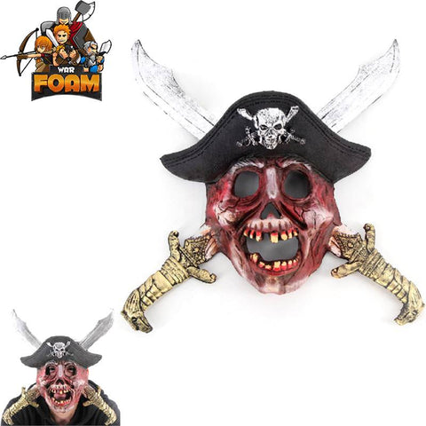 Scary Pirate Skull Crossed Swords Hat Mask For Cosplay Halloween Masquerade